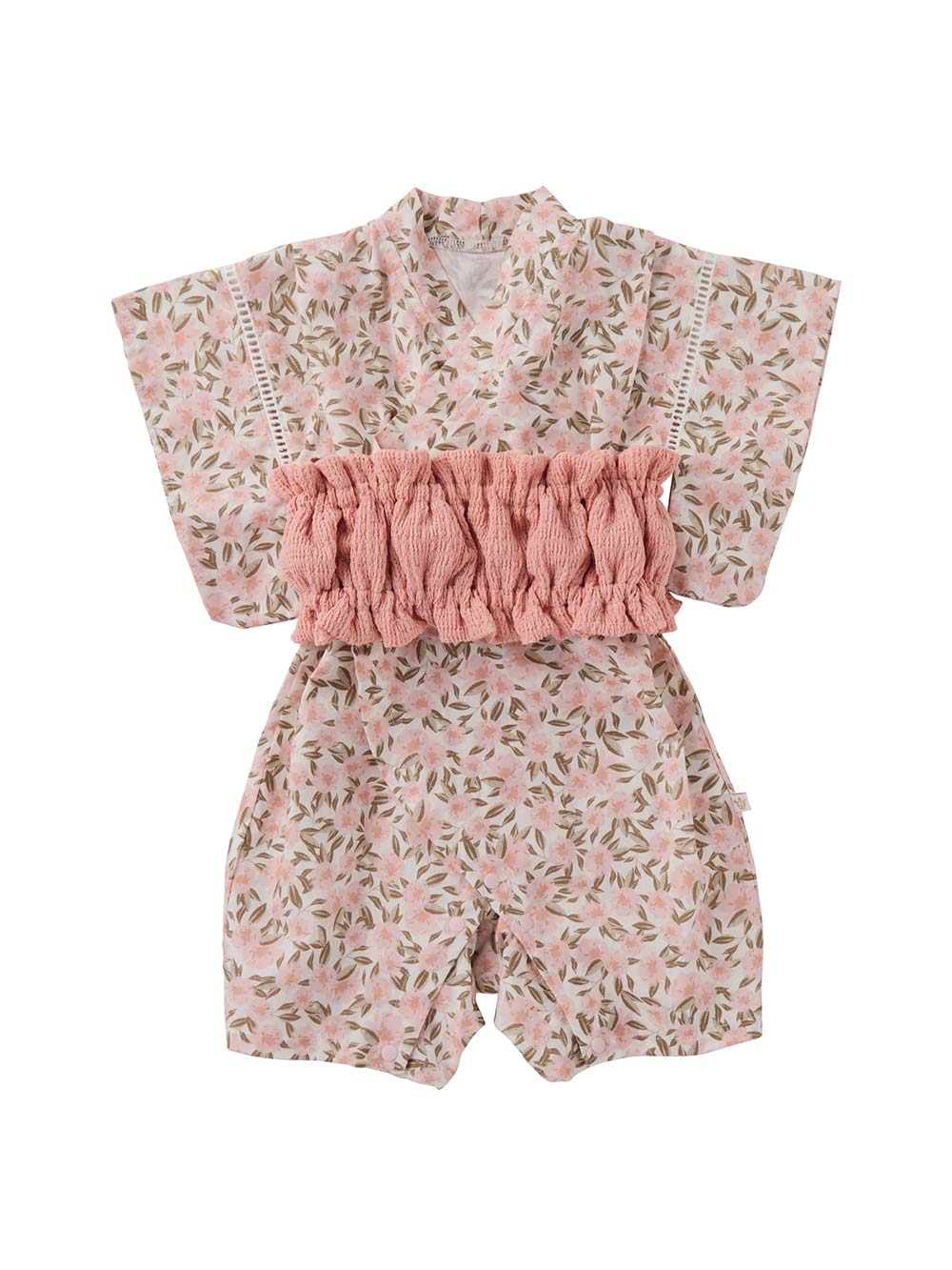 シーズンアイテム|【mocmof】帯付き浴衣ロンパース|ピンク