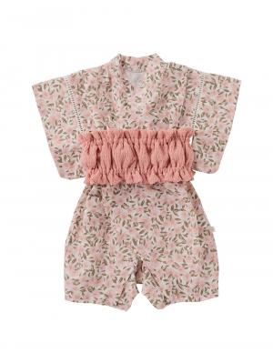 シーズンアイテム|【mocmof】帯付き浴衣ロンパース|ピンク