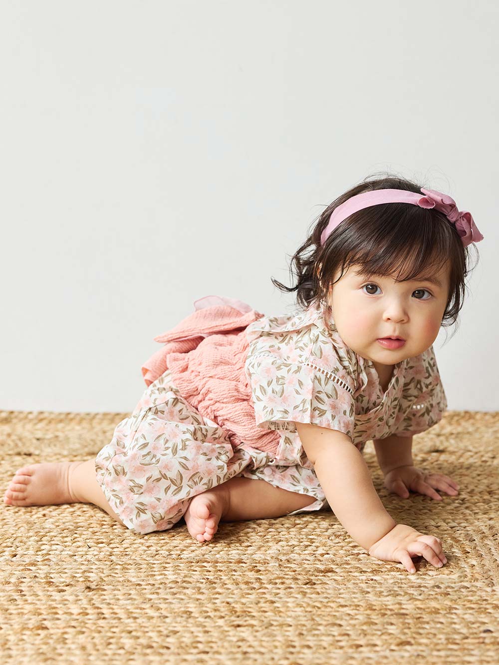 シーズンアイテム|【mocmof】帯付き浴衣ロンパース|ピンク