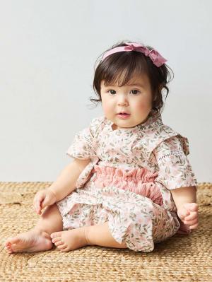 シーズンアイテム|【mocmof】帯付き浴衣ロンパース|ピンク