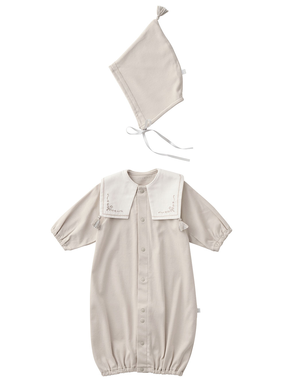 セレモニードレス|春夏秋冬【Angeliebeオリジナル】タッセル付きおめかしドレス&帽子セット|ライトグレー