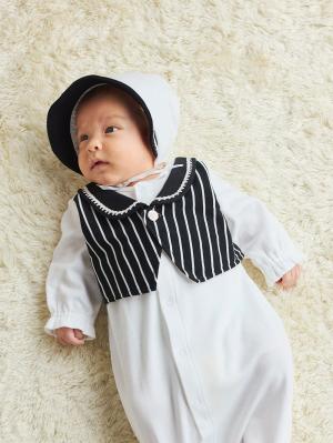 セレモニードレス|春秋冬【日本製】男の子タキシード風ドレス＆帽子セット|オフホワイト