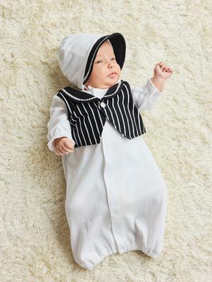 セレモニードレス|春秋冬【日本製】男の子タキシード風ドレス＆帽子セット|オフホワイト