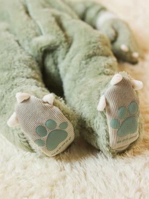 ベビーシューズ・ファーストシューズ・ベビー靴下|【mocmof】ぬいぐるみブーティ|ライトグリーン