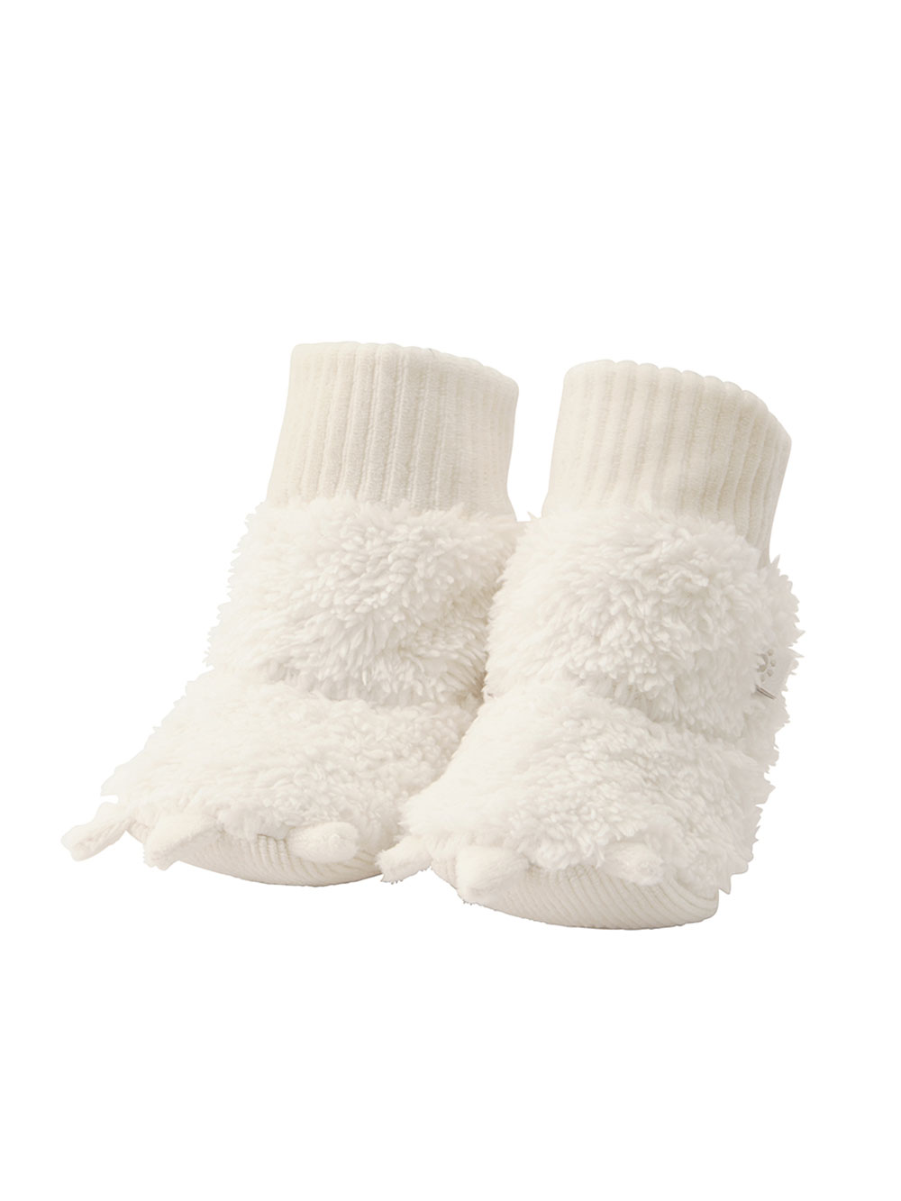 ベビーシューズ・ファーストシューズ・ベビー靴下|【mocmof】ぬいぐるみブーティ|アイボリー