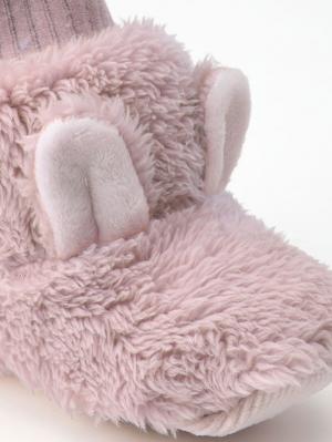 ベビーシューズ・ファーストシューズ・ベビー靴下|【mocmof】ぬいぐるみブーティ|ピンク