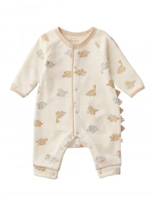 ロンパース・カバーオール|【mocmof】恐竜柄ロンパース|ベージュ