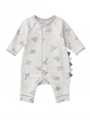 ロンパース・カバーオール|【mocmof】恐竜柄ロンパース|ライトグレー