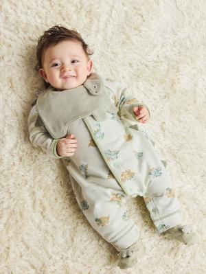 ロンパース・カバーオール|【mocmof】恐竜柄ロンパース|ライトグリーン