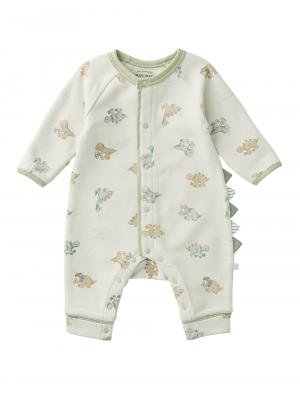 ロンパース・カバーオール|【mocmof】恐竜柄ロンパース|ライトグリーン