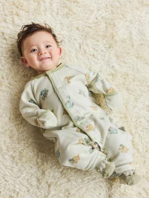 ロンパース・カバーオール|【mocmof】恐竜柄ロンパース|ライトグリーン