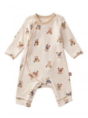 ロンパース・カバーオール|【mocmof】テディベア柄かんたんロンパース|アイボリー