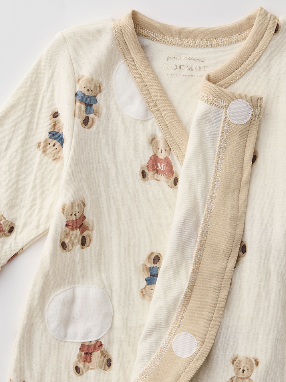 ロンパース・カバーオール|【mocmof】テディベア柄かんたんロンパース