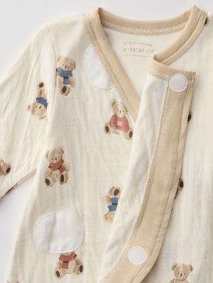 ロンパース・カバーオール|【mocmof】テディベア柄かんたんロンパース