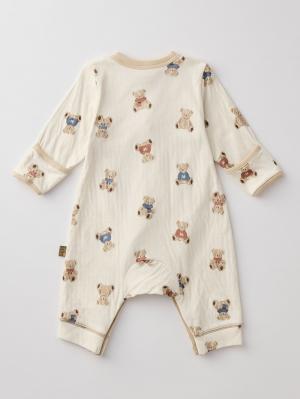 ロンパース・カバーオール|【mocmof】テディベア柄かんたんロンパース