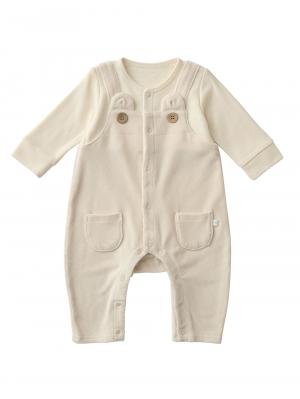 ロンパース・カバーオール|【mocmof】サロペット重ね着風カバーオール|アイボリー