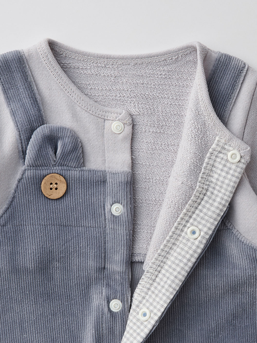 ロンパース・カバーオール|【mocmof】サロペット重ね着風カバーオール