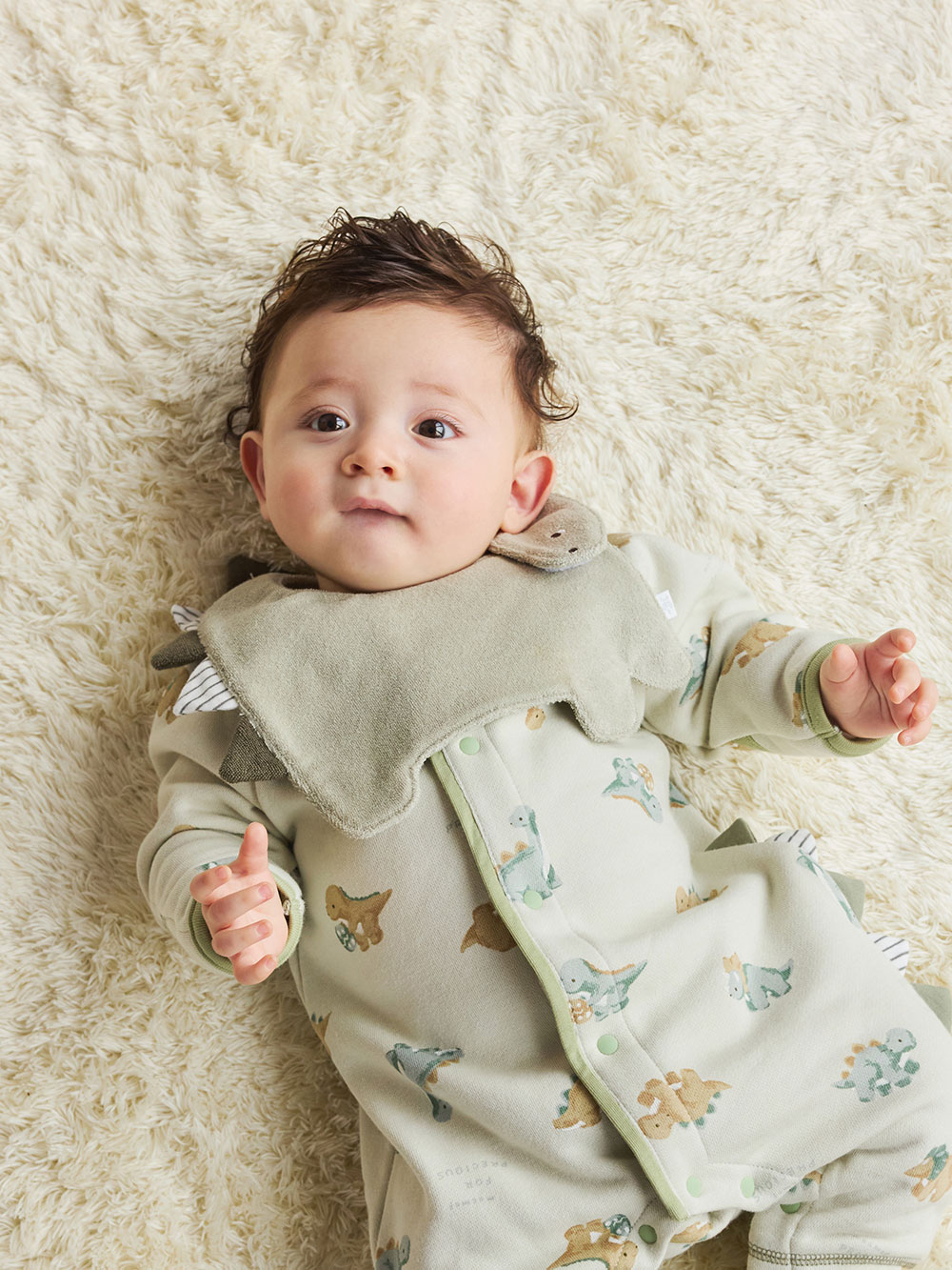 スタイ（よだれかけ）|【mocmof】恐竜スタイ|ライトグリーン