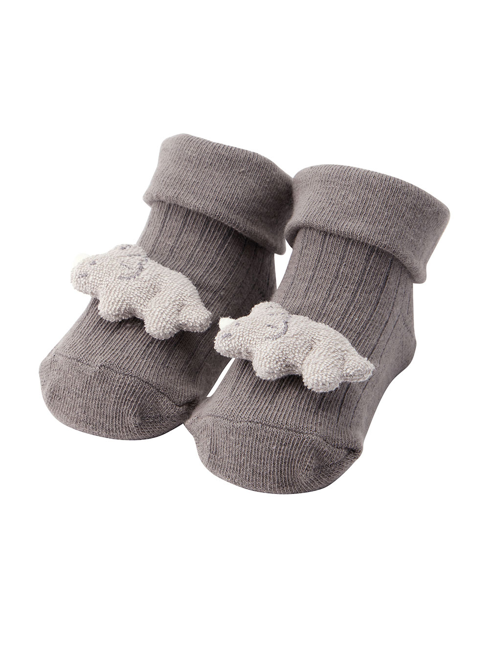 ベビーシューズ・ファーストシューズ・ベビー靴下|【mocmof】恐竜ベビーソックス|ライトグレー