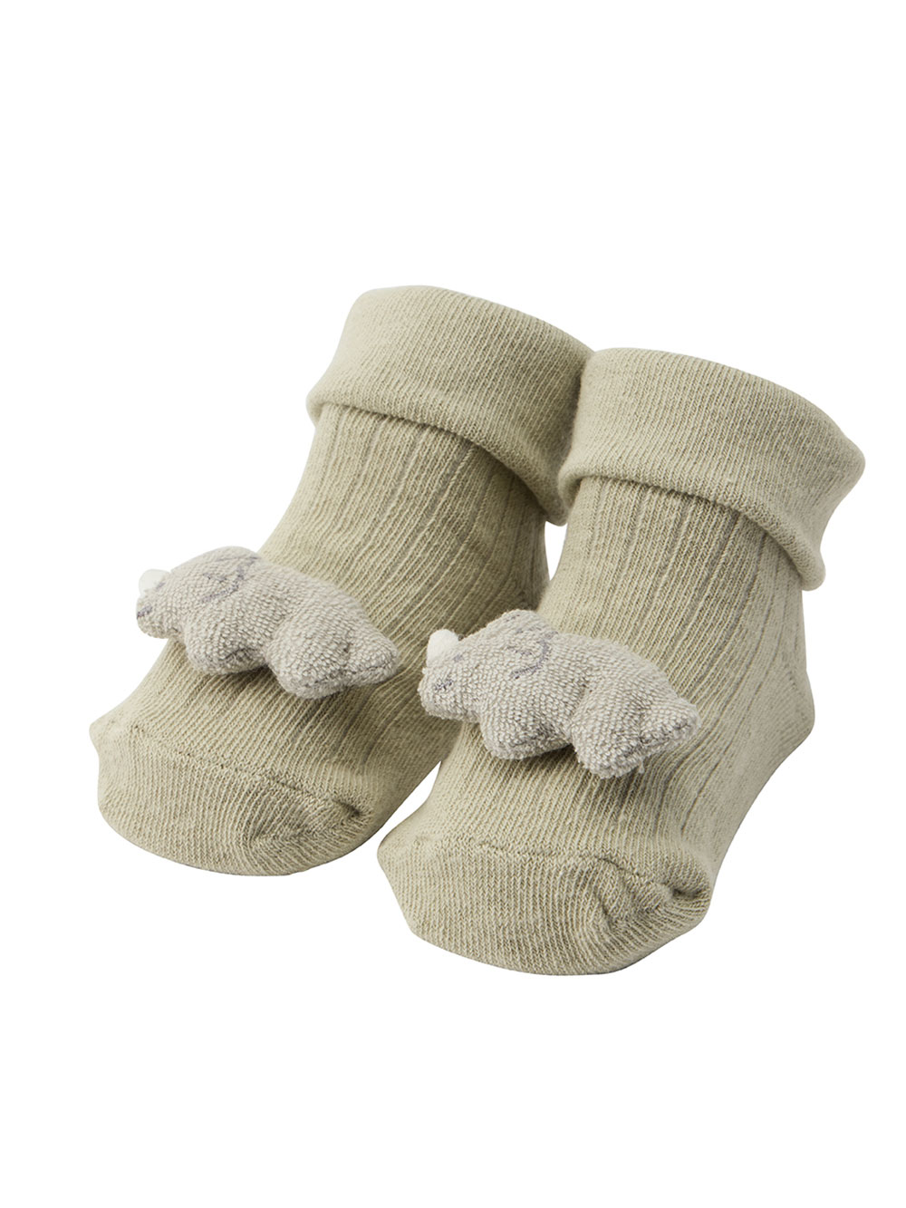 ベビーシューズ・ファーストシューズ・ベビー靴下|【mocmof】恐竜ベビーソックス|ライトグリーン