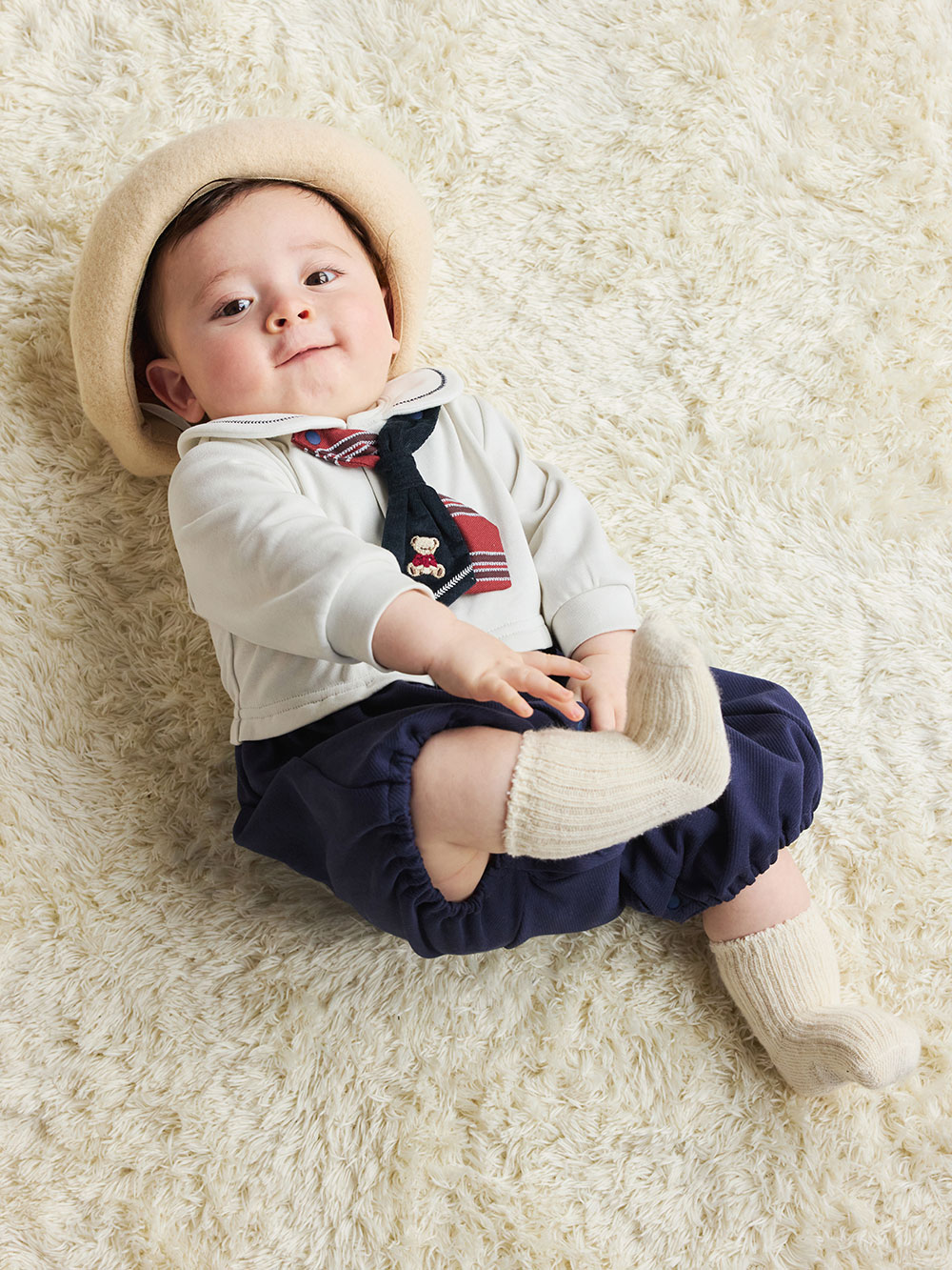 ロンパース・カバーオール|【mocmof】ロイヤルベアおめかしロンパース|ネイビー