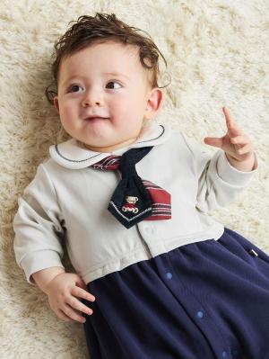 ロンパース・カバーオール|【mocmof】ロイヤルベアおめかしロンパース|ネイビー