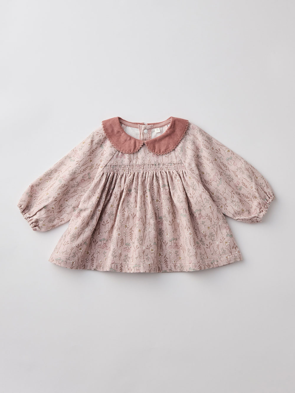ベビー ワンピース|【cotocotto】花柄起毛ミルキースーツ|ピンク
