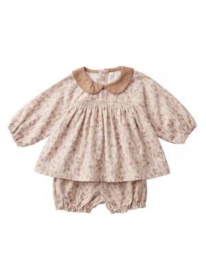 ベビー ワンピース|【cotocotto】花柄起毛ミルキースーツ|アイボリー