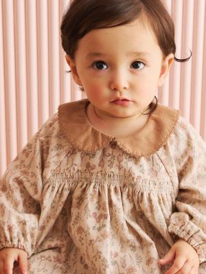 ベビー ワンピース|【cotocotto】花柄起毛ミルキースーツ|アイボリー