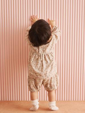 ベビー ワンピース|【cotocotto】花柄起毛ミルキースーツ|アイボリー