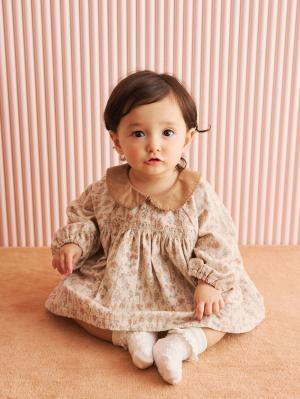 ベビー ワンピース|【cotocotto】花柄起毛ミルキースーツ|アイボリー