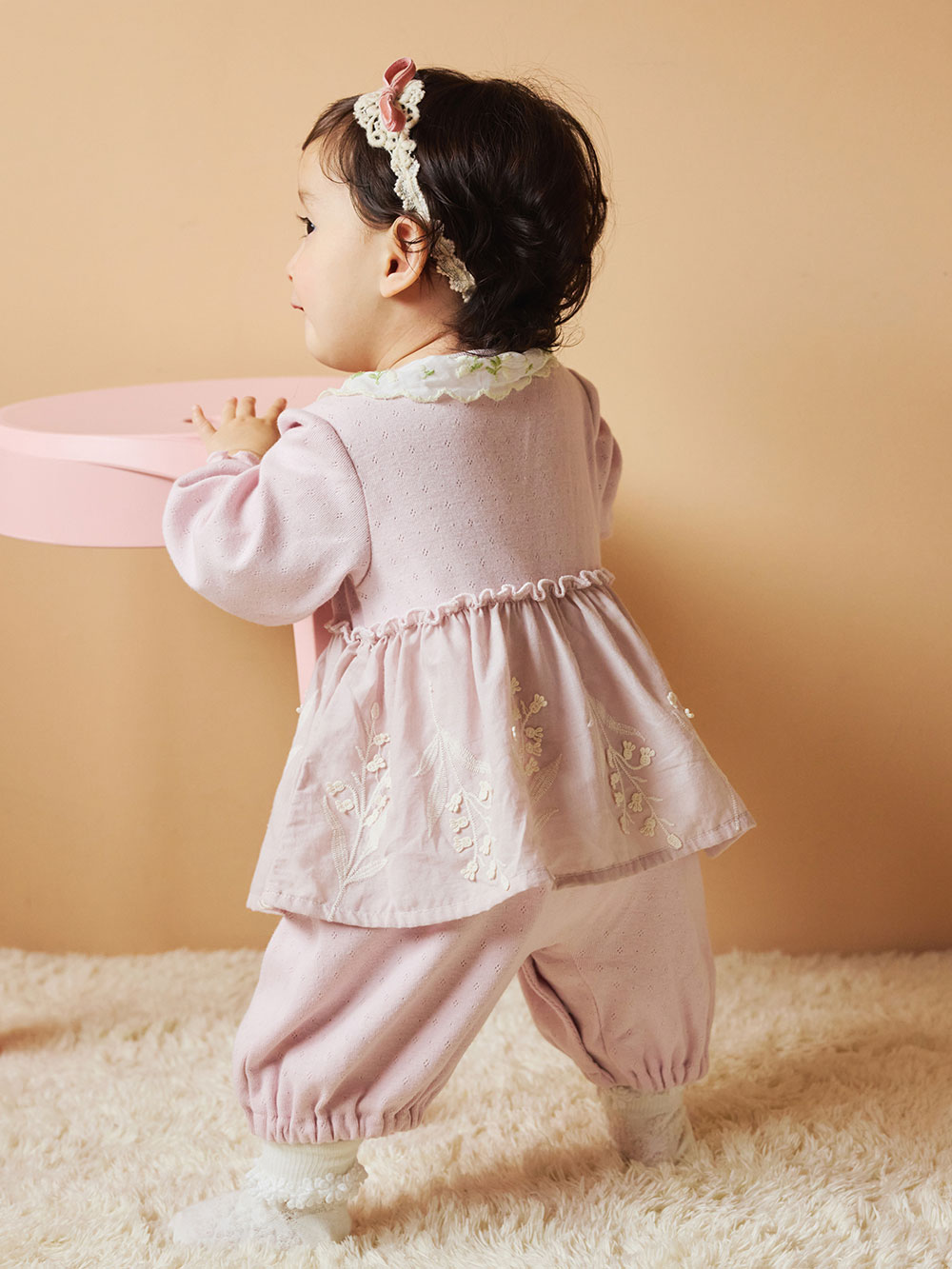 ロンパース・カバーオール|【Little s.t. by s.t.closet】すずらん刺繍カバーオール|ラベンダー