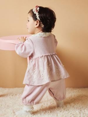 ロンパース・カバーオール|【Little s.t. by s.t.closet】すずらん刺繍カバーオール|ラベンダー