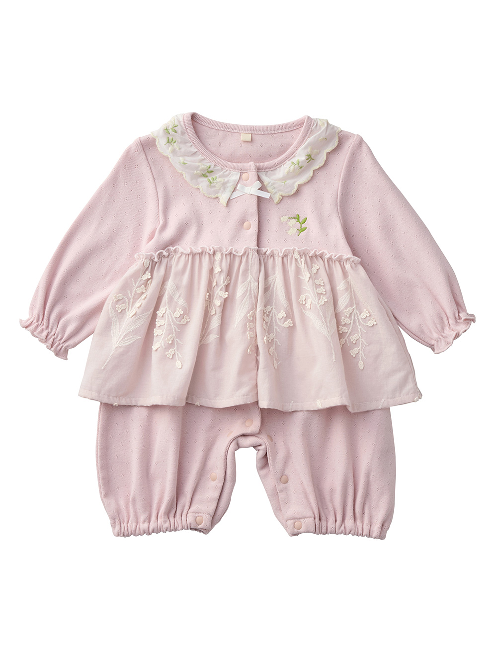 ロンパース・カバーオール|【Little s.t. by s.t.closet】すずらん刺繍カバーオール|ラベンダー