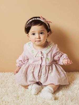 ロンパース・カバーオール|【Little s.t. by s.t.closet】すずらん刺繍カバーオール|ラベンダー