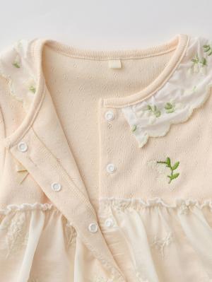 EG 花柄刺繍　カバーオール Little s.t. by s.t.closet】すずらん刺繍カバーオール