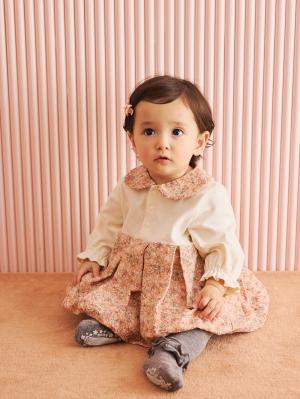 ロンパース・カバーオール|【MAKE YOUR DAY】花柄バルーンロンパース|ピンク