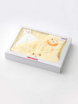 赤ちゃん お風呂・ベビースキンケア|【ミキハウス】無撚糸バスポンチョセット|イエロー