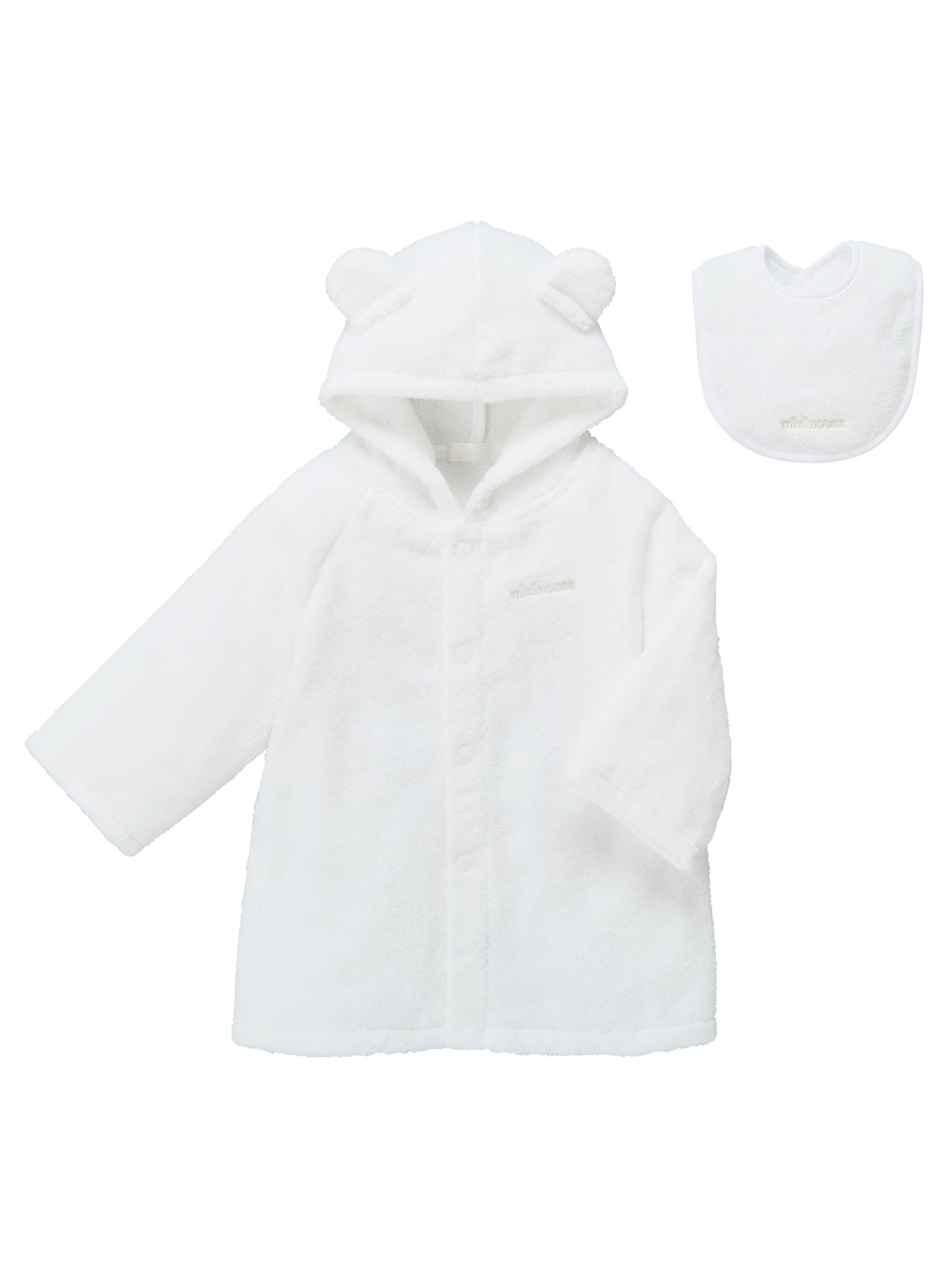 赤ちゃん お風呂・ベビースキンケア|【ミキハウス】バスローブセット|ホワイト