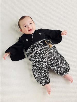 ツーウェイオール（2WAYオール）|【mocmof】お宮参り着物２WAYオール|ブラック