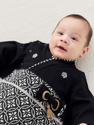 ツーウェイオール（2WAYオール）|【mocmof】お宮参り着物２WAYオール|ブラック