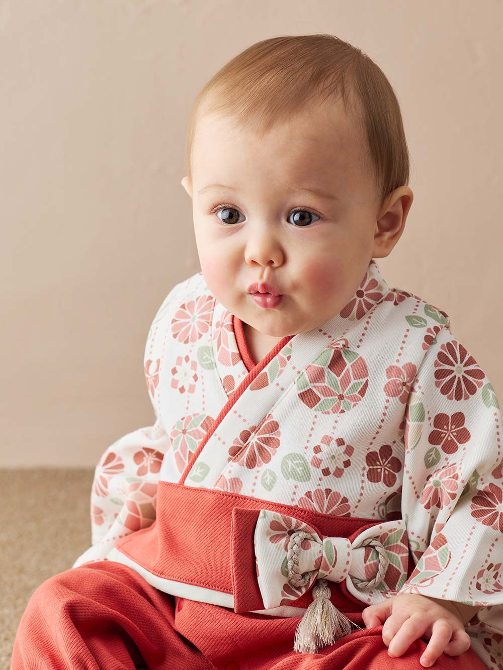 ツーウェイオール（2WAYオール）|【mocmof】お宮参り着物２WAYオール|レッド