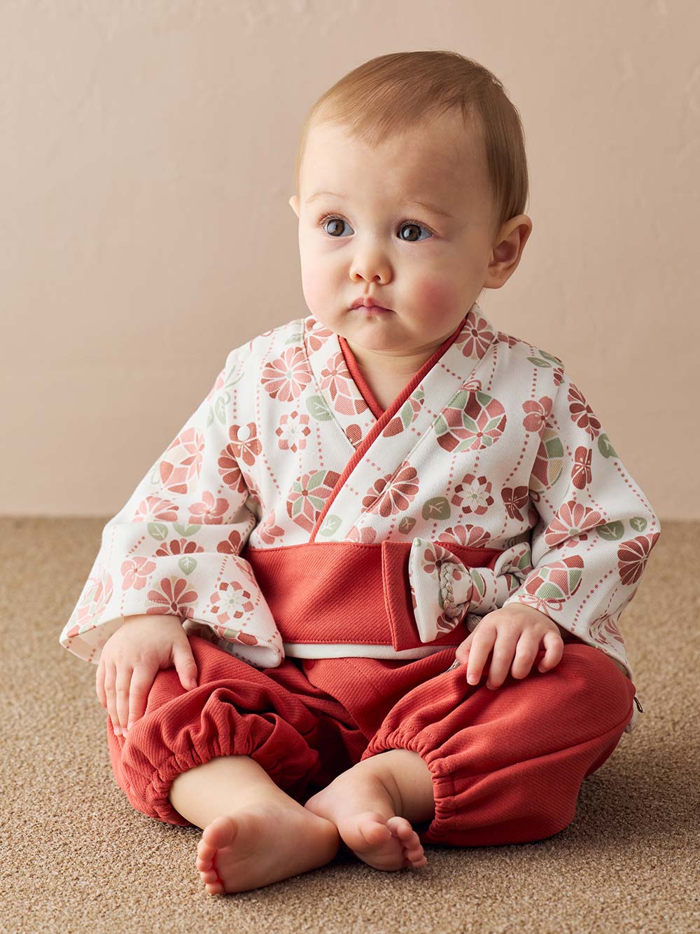 ツーウェイオール（2WAYオール）|【mocmof】お宮参り着物２WAYオール|レッド