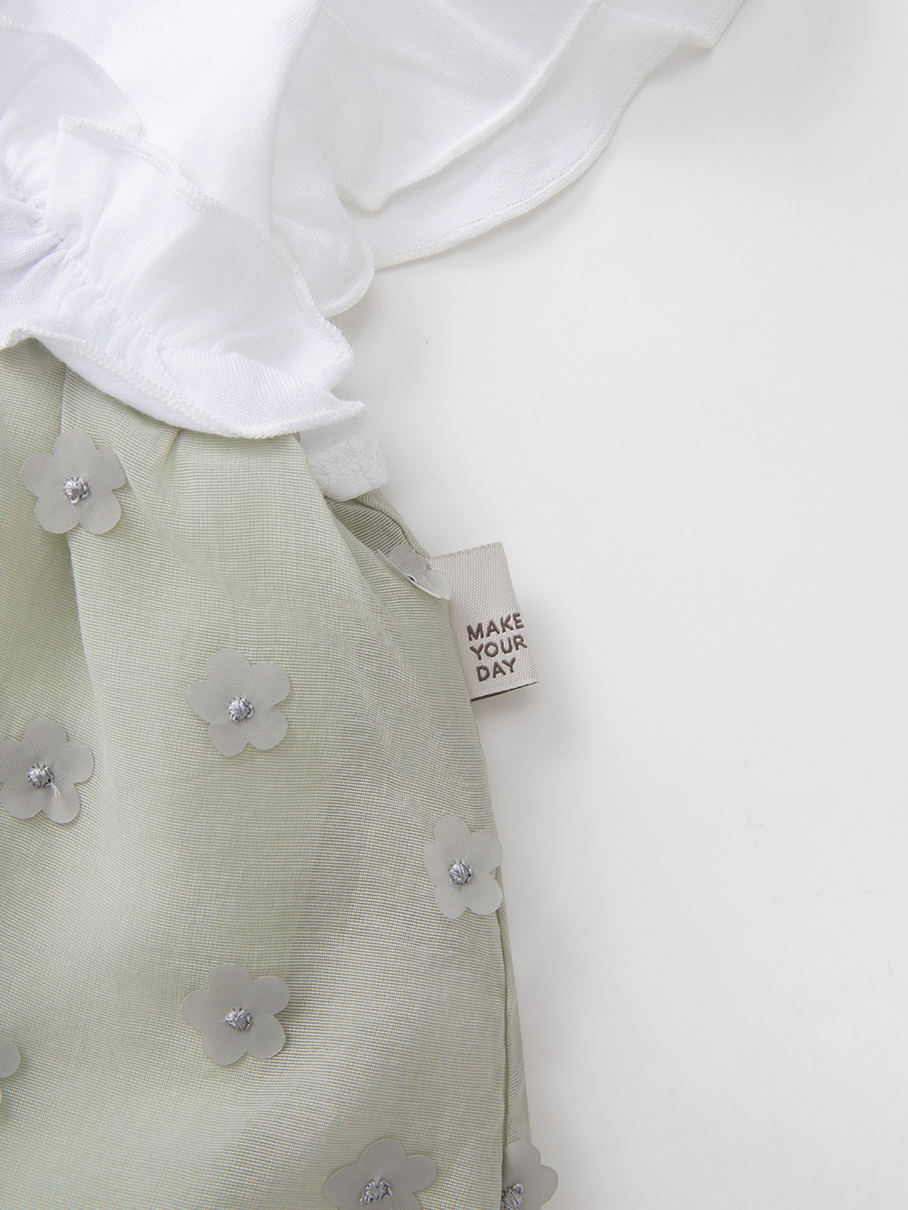 ロンパース・カバーオール|【MAKE YOUR DAY】シアーフラワーロンパース|ミント