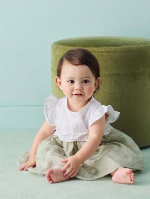 ロンパース・カバーオール|【MAKE YOUR DAY】シアーフラワーロンパース|ミント