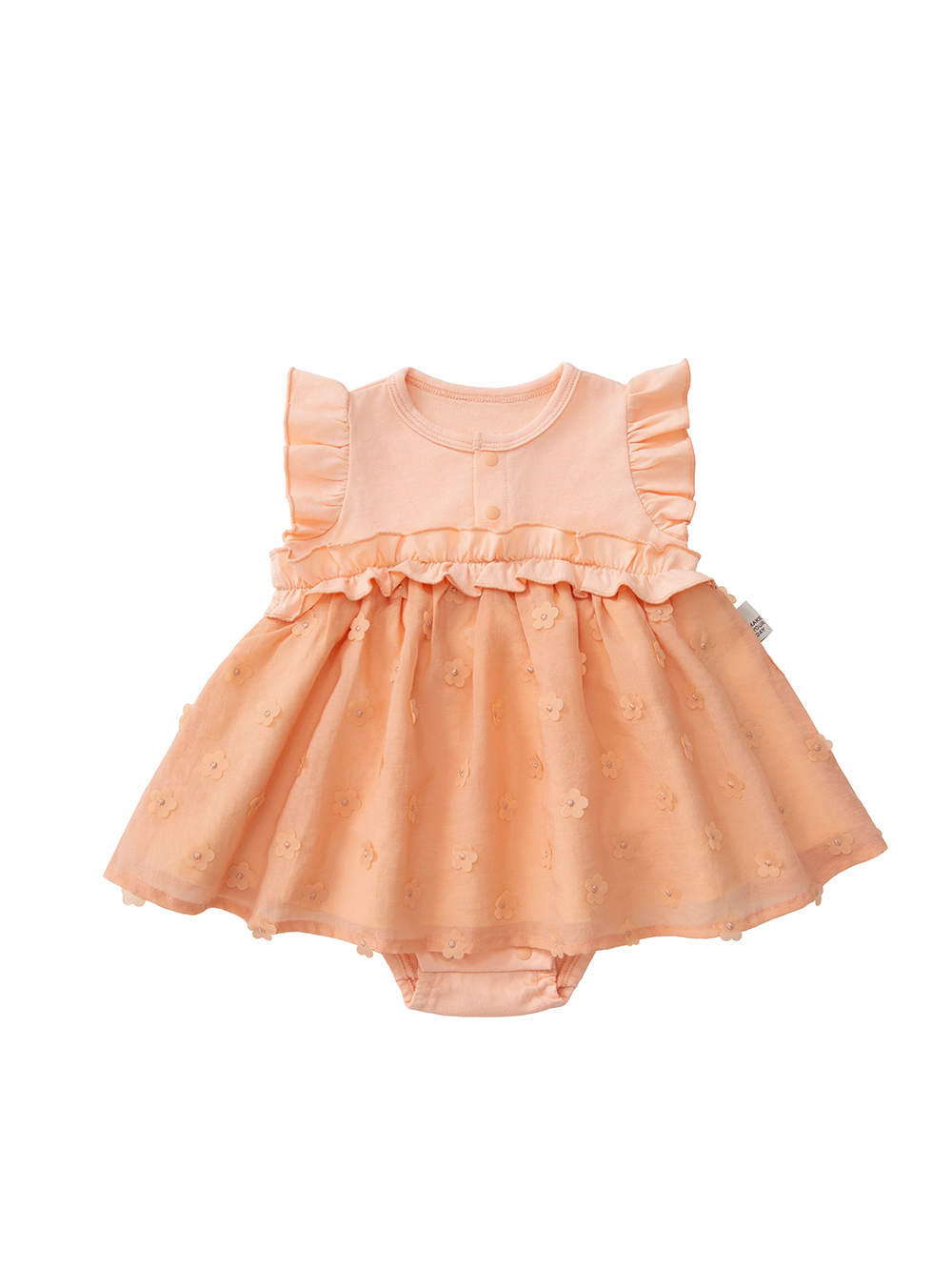 ロンパース・カバーオール|【MAKE YOUR DAY】シアーフラワーロンパース|ピンク