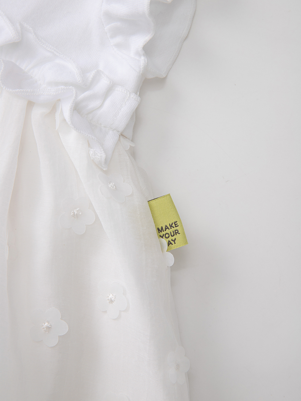 ロンパース・カバーオール|【MAKE YOUR DAY】シアーフラワーロンパース|オフホワイト