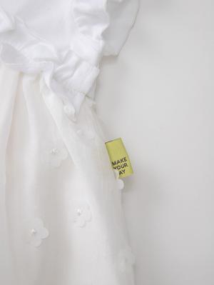 ロンパース・カバーオール|【MAKE YOUR DAY】シアーフラワーロンパース|オフホワイト