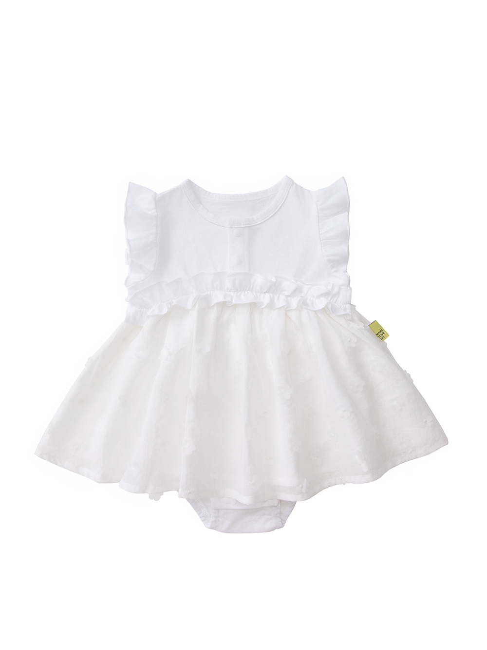 ロンパース・カバーオール|【MAKE YOUR DAY】シアーフラワーロンパース|オフホワイト