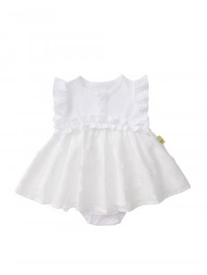 ロンパース・カバーオール|【MAKE YOUR DAY】シアーフラワーロンパース|オフホワイト